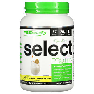 PEScience, Select Protein، مجموعة نباتية، زبدة الفول السوداني اللذيذة، 29.5 أونصة (837 جم)