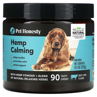 بيت هونستي‏, Hemp Calming, For Dogs, Beef Liver, 90 Tasty Chews, 9.5 oz (270 g)
