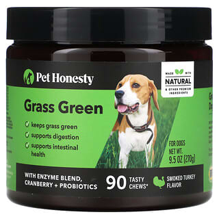 بيت هونستي‏, Grass Green, For Dogs, Smoked Turkey, 90 Tasty Chews, 9.5 oz (270 g)