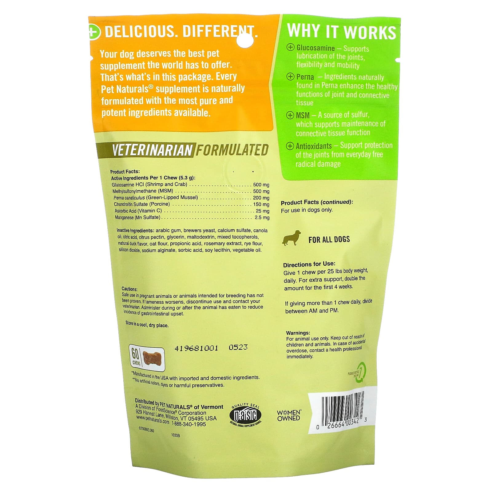 Pet Naturals Of Vermont 优效修复髋关节 关节 犬只专用 60片 11 2盎司 318克