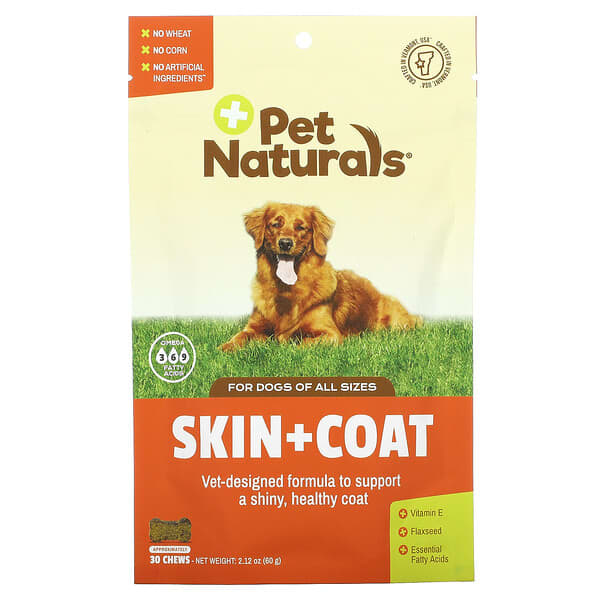 Pet Naturals‏, Skin + Coat, For Dogs, 30 Chews, 2.12 oz (60g)