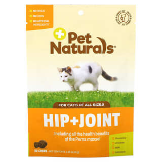 Pet Naturals, Suplemento para reforzar la cadera y las articulaciones, Para gatos de todos los tamaños, 30 comprimidos masticables, 45 g (1,59 oz)