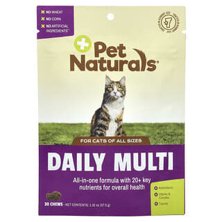 Pet Naturals, Daily Multi, per gatti, tutte le taglie, 30 compresse masticabili, 37,5 g