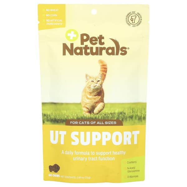 Pet Naturals, UT ซัพพอร์ต สำหรับแมว ทุกขนาด บรรจุเม็ดเคี้ยว 60 เม็ด ขนาด 2.65 ออนซ์ (75 ก.)