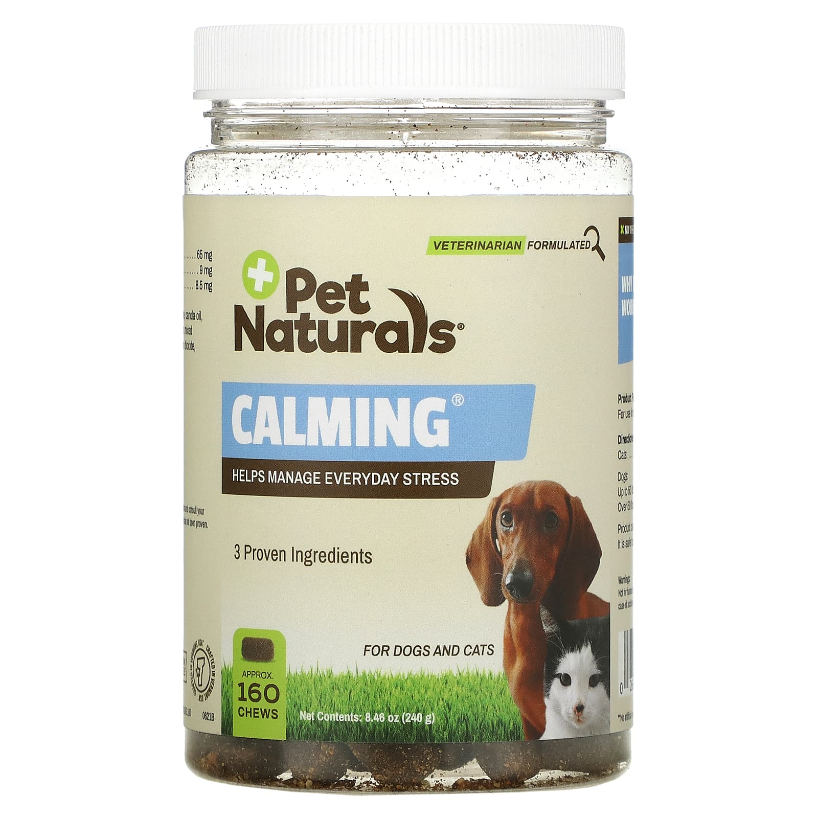 Pet Naturals of Vermont, Calming, For Dogs and Cats, 160 Chews, 8.46 oz
