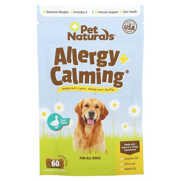 Pet Naturals, Allergy + Calming, For All Dogs, Duck, 60 BiteSized