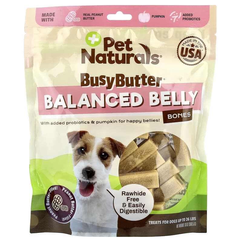 BusyButter®, Balanced Belly Bones, For Dogs Up To 26 lbs, Peanut  Butter-Filled, 13 oz g)
