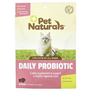 Pet Naturals, Suplemento probiótico diario, Para gatos, Todos los tamaños, 30 comprimidos masticables, 36 g (1,27 oz)