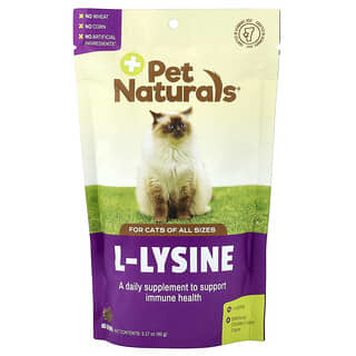 Pet Naturals, L-lisina para gatos, Sabor a hígado de pollo, 250 mg, 60 comprimidos masticables, 90 g (3,17 oz)
