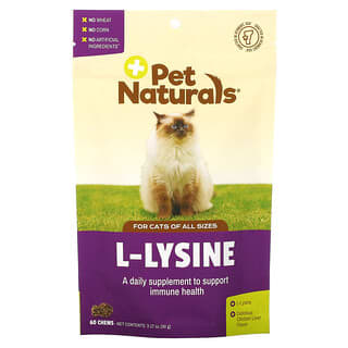 Pet Naturals, แอล-ไลซีน สำหรับแมว รสตับไก่ ขนาด 250 มก. 3.17 ออนซ์ (90 ก.) บรรจุ 60 เม็ดเคี้ยว