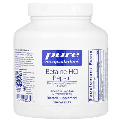 Pure Encapsulations, Betaine HCL + Pepsin, 250 Capsules