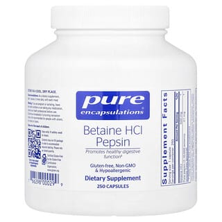 Pure Encapsulations, Betaine HCl Pepsin, Betain HCl mit Pepsin, 250 Kapseln