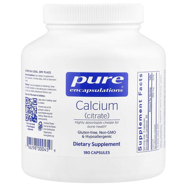 Calcium (Citrate), 180 Capsules (150 mg per Capsule)