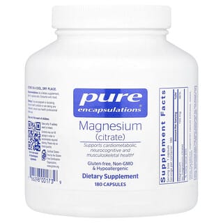 Pure Encapsulations (بيور إنكابسوليشنز)‏, سترات المغنيسيوم ، 180 كبسولة