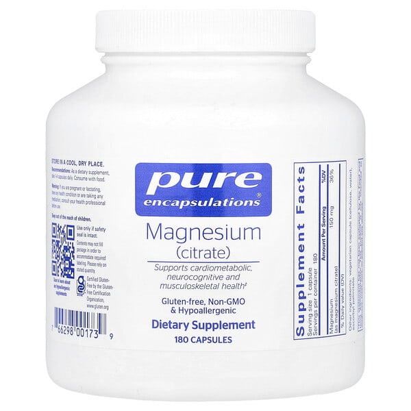 Magnesium (Citrate), 150 mg, 180 Capsules