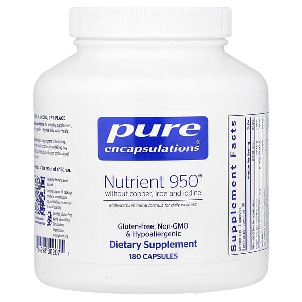 Pure Encapsulations, Nutrient 950® Without Copper, Iron and Iodine, 180 Capsules — product photo 1