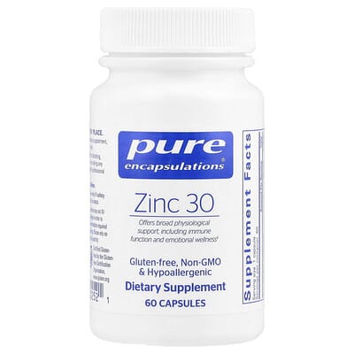Pure Encapsulations, Zinc 30, 30 mg, 60 Capsules