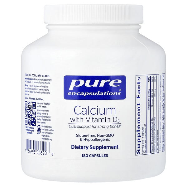 Pure Encapsulations, Calcium With Vitamin D3, 180 Capsules — product photo 1