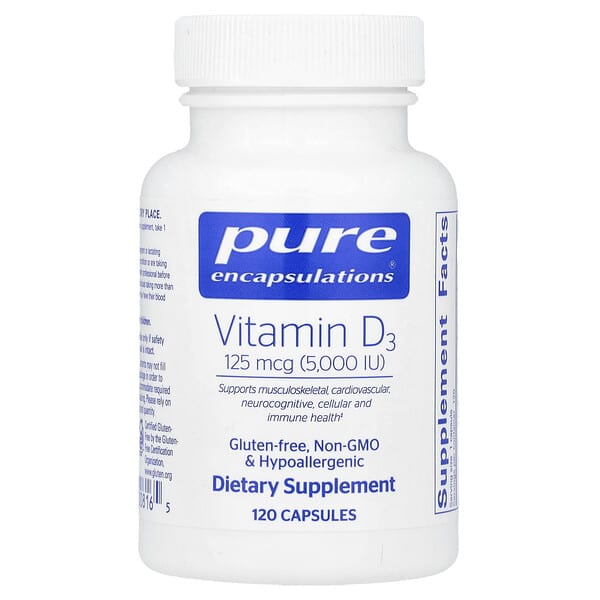 Vitamin D3, 125 mcg (5000 IU), 120 Capsules