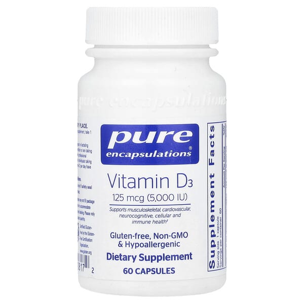 Vitamin D3, 125 mcg (5000 IU), 60 Capsules