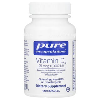 Pure Encapsulations, Vitamin D3, 25 mcg (1.000 IU), 120 Kapseln