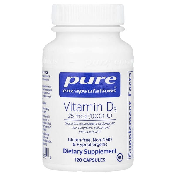 Vitamin D3, 25 mcg (1000 IU), 120 Capsules