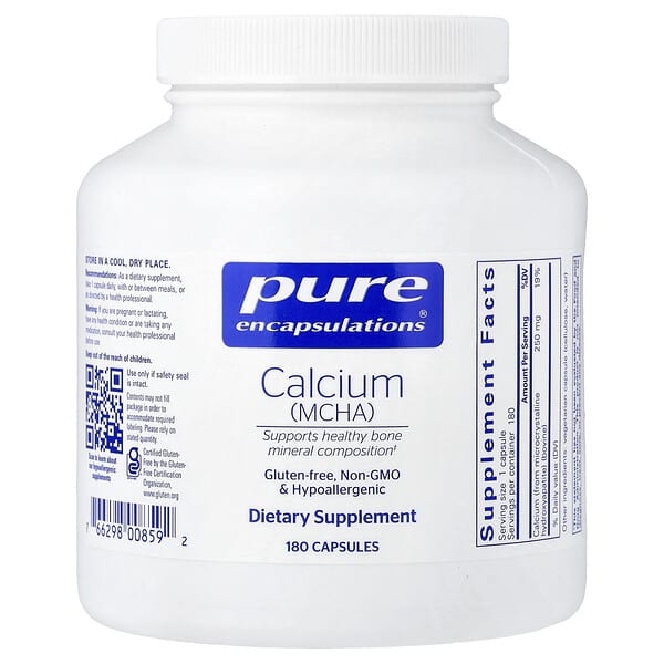 Pure Encapsulations, Calcium (MCHA), 180 Capsules (250 mg per Capsule) — product photo 1