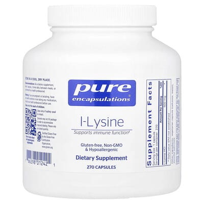 Pure Encapsulations, L-Lysine, 270 Capsules (500 mg per Capsule)