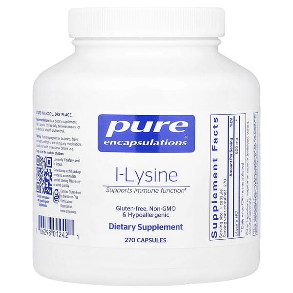 L-Lysine, 270 Capsules (500 mg per Capsule)