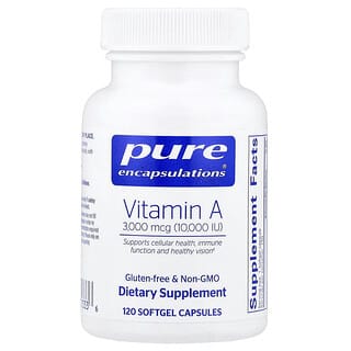 Pure Encapsulations, Vitamin A, 3,000 mcg (10,000 IU), 120 Softgel Capsules