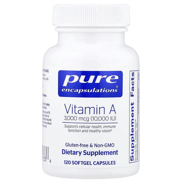 Pure Encapsulations, Vitamin A, 3,000 mcg (10,000 IU), 120 Softgel Capsules — product photo 1