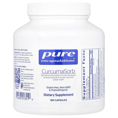 Pure Encapsulations, CurcumaSorb, 500 mg, 180 Capsules (250 mg per capsule)