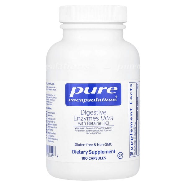 Pure Encapsulations, 含甜菜鹼鹽酸鹽的超級消化酶，180 粒膠囊