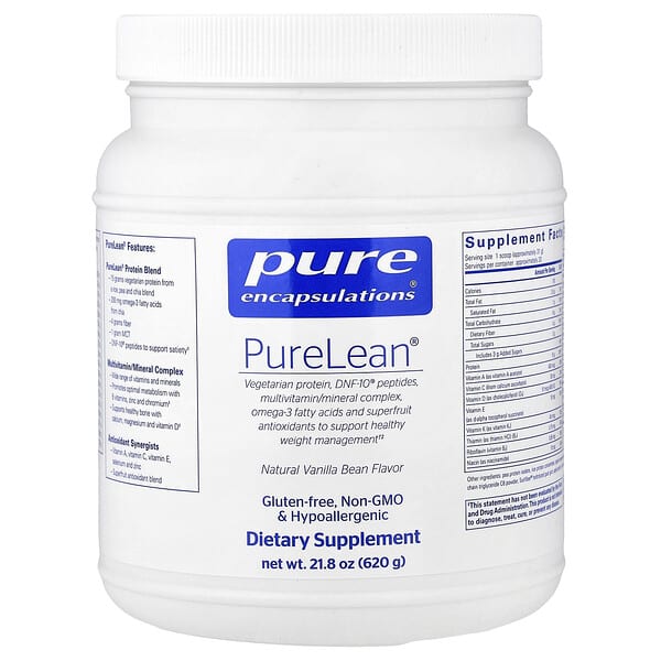 Pure Encapsulations, PureLean® Protein, Natural Vanilla Bean, 21.8 oz (620 g) — product photo 1