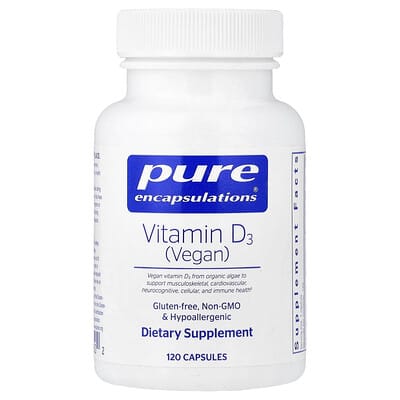 Pure Encapsulations, Vitamin D3 Vegan, 120 Capsules (50 mcg (2,000 IU) per Capsule)