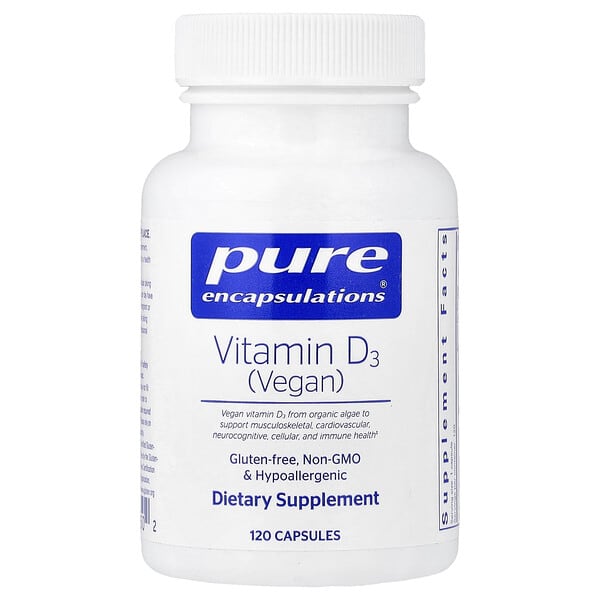 Pure Encapsulations, Vitamin D3 Vegan, 120 Capsules (50 mcg (2,000 IU) per Capsule) — product photo 1