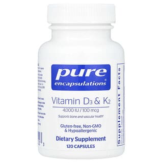 Pure Encapsulations (بيور إنكابسوليشنز)‏, فيتامين د 3 وك 2 ، 120 كبسولة