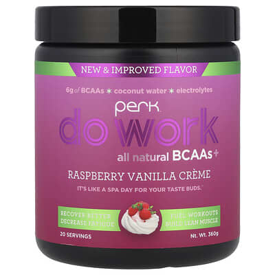 Perk Energy, Do Work, All-Natural BCAA+, Raspberry Vanilla Cream, 360 g