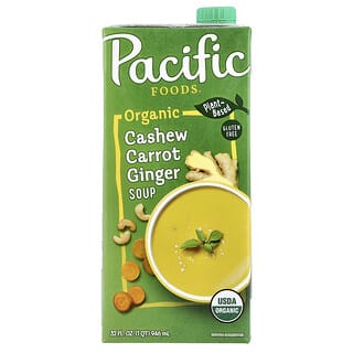 Pacific Foods‏, حساء الكاجو والجزر العضوي والزنجبيل ، 32 أونصة سائلة (946 مل)