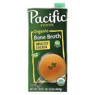 Pacific Foods‏, مرق العظام العضوي ، دجاج غير مملح ، 32 أونصة سائلة (907 جم)