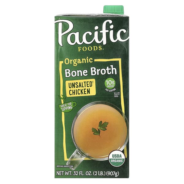 Pacific Foods, Organic Bone Broth, Unsalted Chicken, 32 fl oz (907 g) — product photo 1