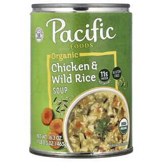 Pacific Foods, Organic Chicken & Wild Rice Soup, Bio-Hühnchen und Wildreis-Soup, 463 g (16,3 oz.)