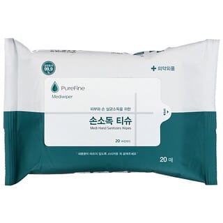 PureFine, Mediwiper, Medi Hand Sanitizer Wipes, 20 Wipes