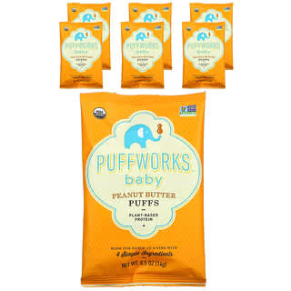 Puffworks, Bebê, Puff, Manteiga de Amendoim, Pacote de 6, 14 g (0,5 oz) Cada