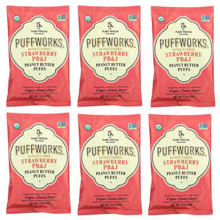 Puffworks, 花生醬泡芙，草莓 PB&J，6 包，每包 1.2 盎司（34 克）