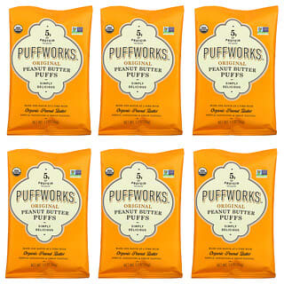 Puffworks, 花生醬泡芙，原味，6 包，每包 1.2 盎司（34 克）