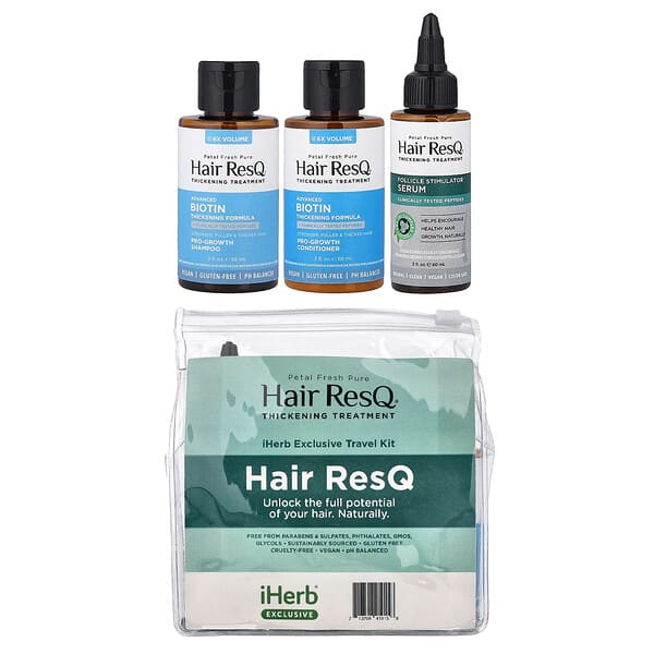 Petal Fresh, Hair ResQ®, 강화 트리트먼트, iHerb® 전용 여행용 키트, 키트 4개