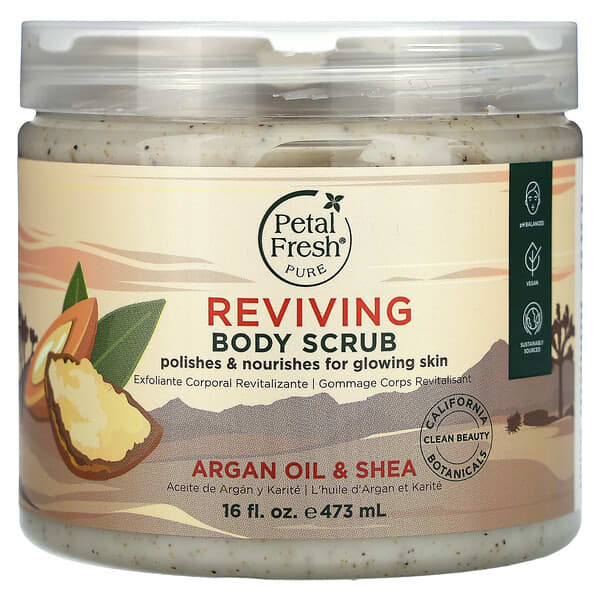 Petal Fresh, 퓨어, 리바이빙 바디 스크럽, 아르간오일 및 시어, 473ml(16fl oz)