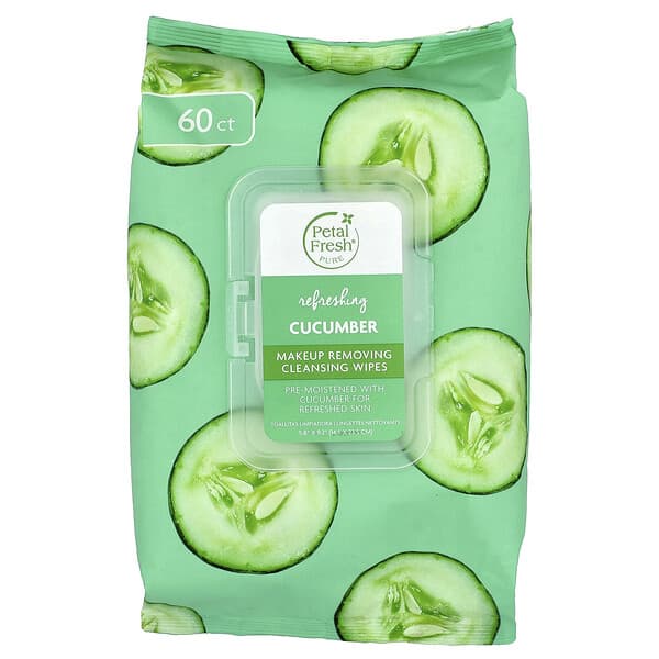 Petal Fresh, 메이크업 리무빙 클렌징 티슈, 리프레싱 오이, 60매