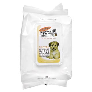 Palmer's for Pets, Fórmula de aceite de coco con vitamina E, Toallitas refrescantes para cachorros, Suave`` 100 toallitas